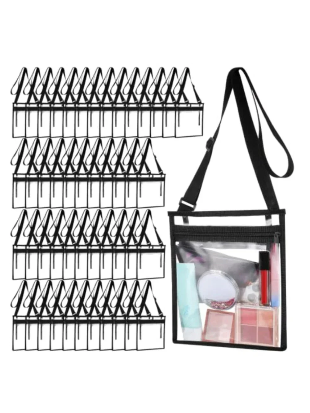 Stadium Approved Clear Crossbody Bags with Nylon Strap Pack of 40, Waterproof